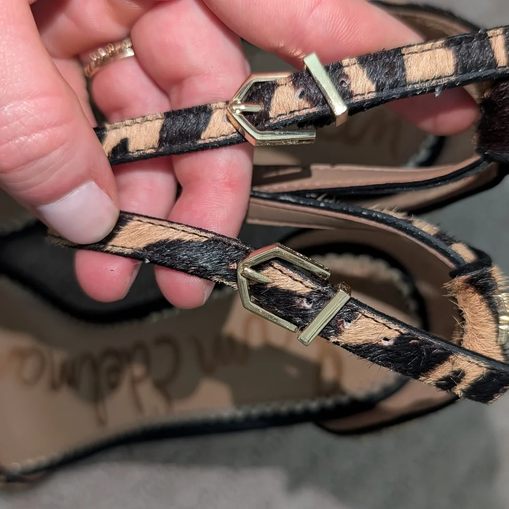 Sam Edelman Zebra-Print Ankle Strap Block Heel Sandal 7.5 - Picture 4 of 8